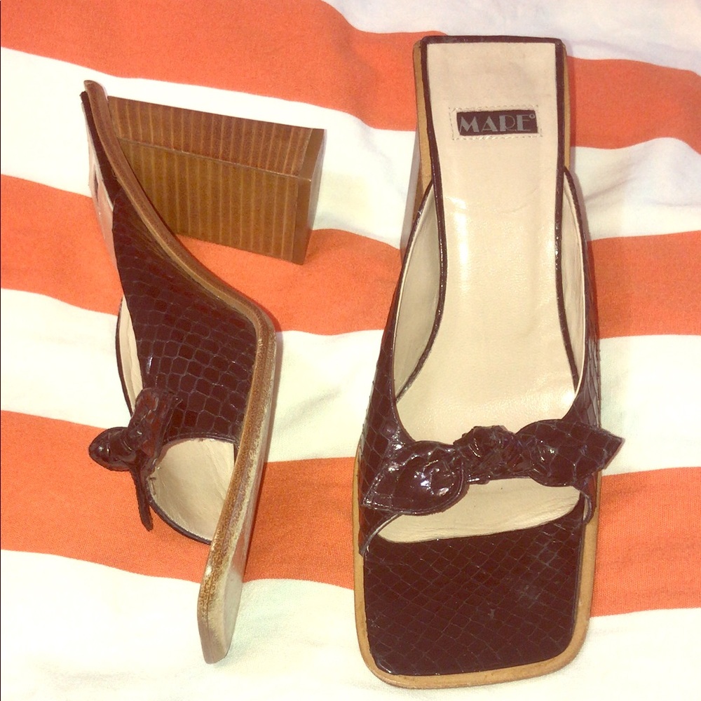 Vintage MARE Black Real Leather Mules US 8.5